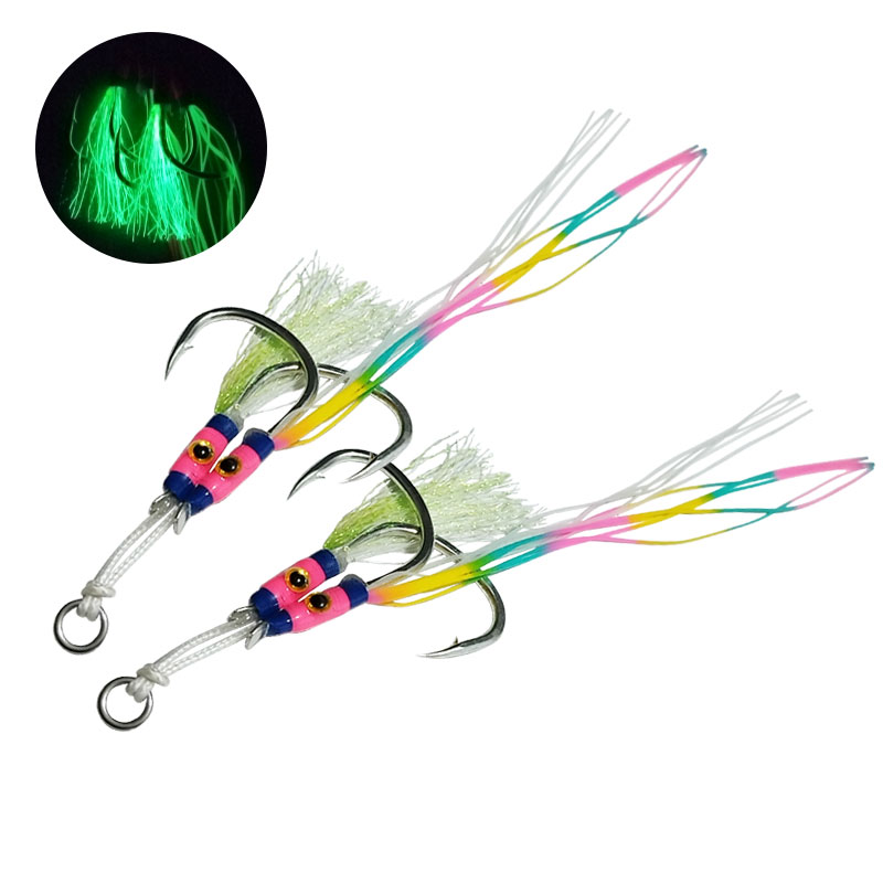 Jigger Double Sided - 2 Paar/Beutel Leuchtende Jig-Haken aus Hochkarbon-Stahl,