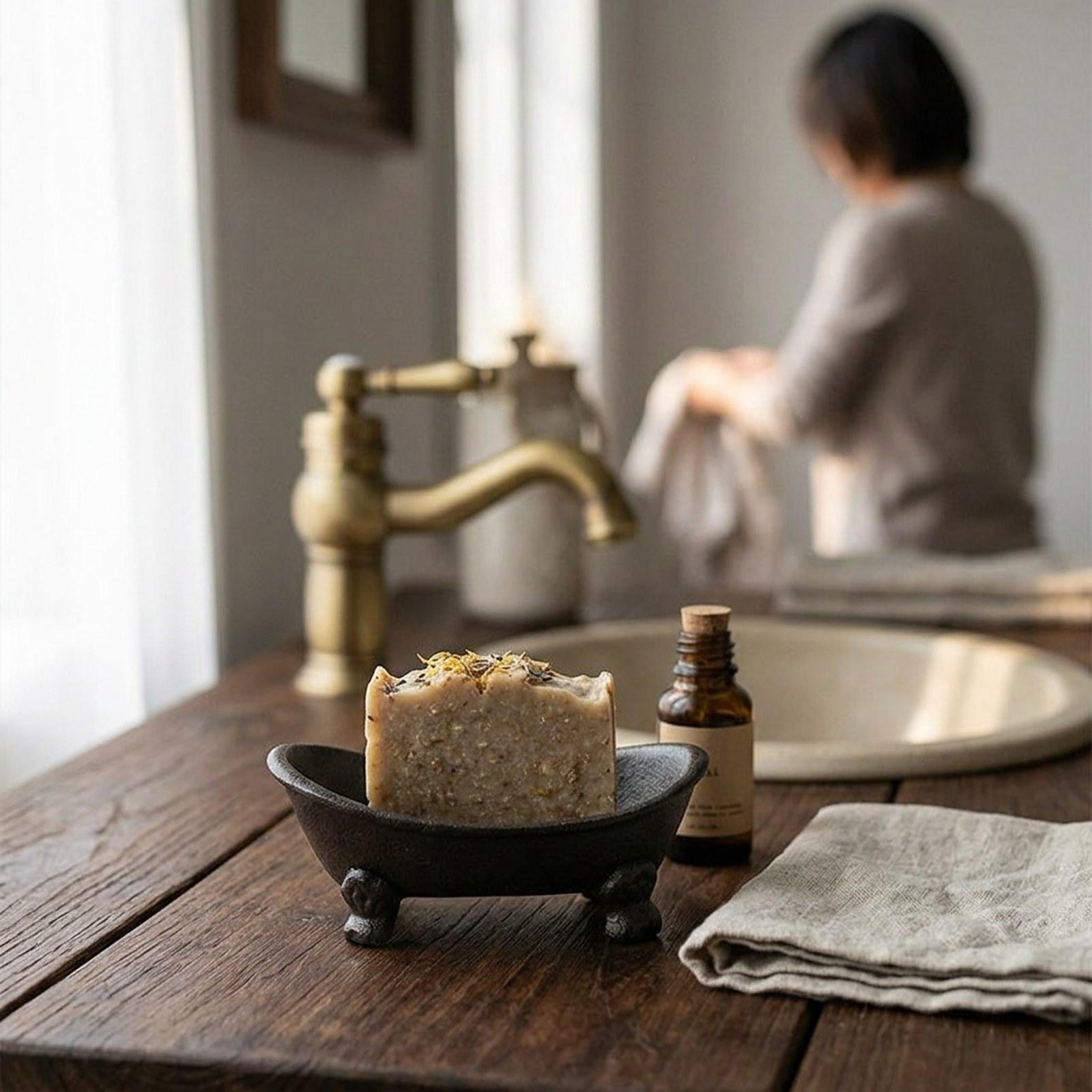 Home Bar Sink - Gusseiserne Seifenschale, robust, rustikal, handgefertigt, abtropfbar