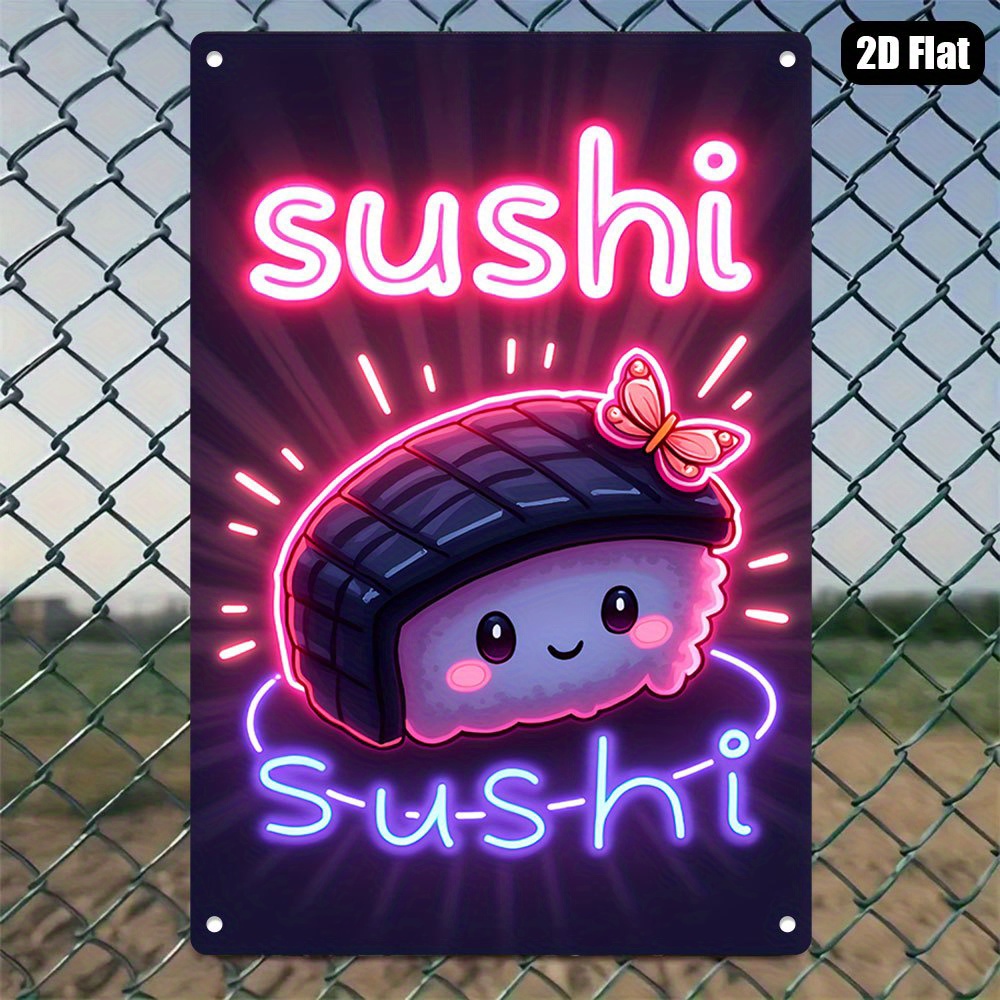 Home Bar And Kitchen - Vintage-Metallblechschild im Neon-Stil ohne LED-Lichter, Sushi-Neon-Wandkunst,